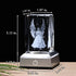 Crystal Guardian Angel Figurine with Colorful Light Base, Laser Engraved Glass Angel Gifts